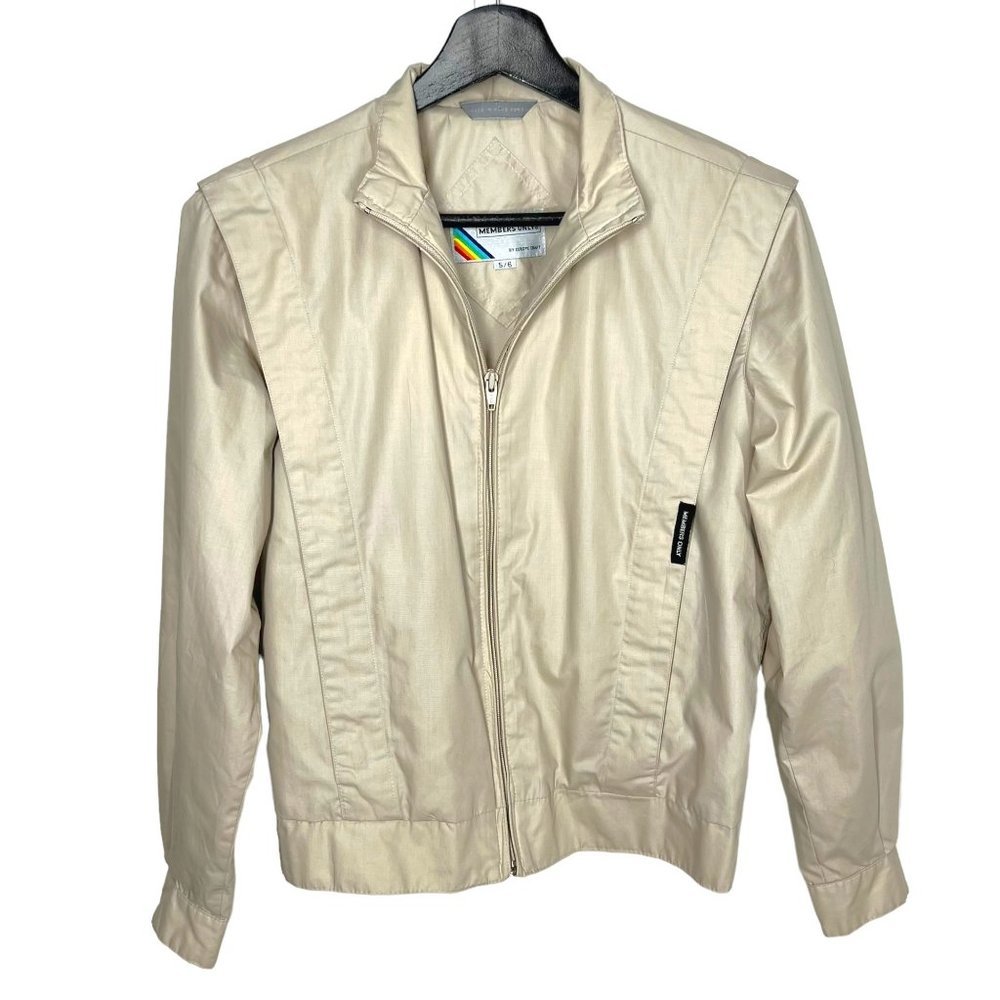 Vintage 90s Members Only Beige Khaki Zip Up Jacket Small